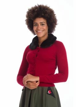 Banned Bow Dreaming 40's Cardigan In Burgundy