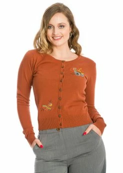 Banned Lets Smile 50's Cardigan Brown