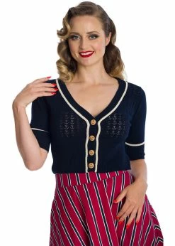 Banned Boat Club Anchor 50's Cardigan Navyblue
