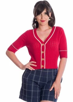 Banned Boat Club Anchor 50's Cardigan Red