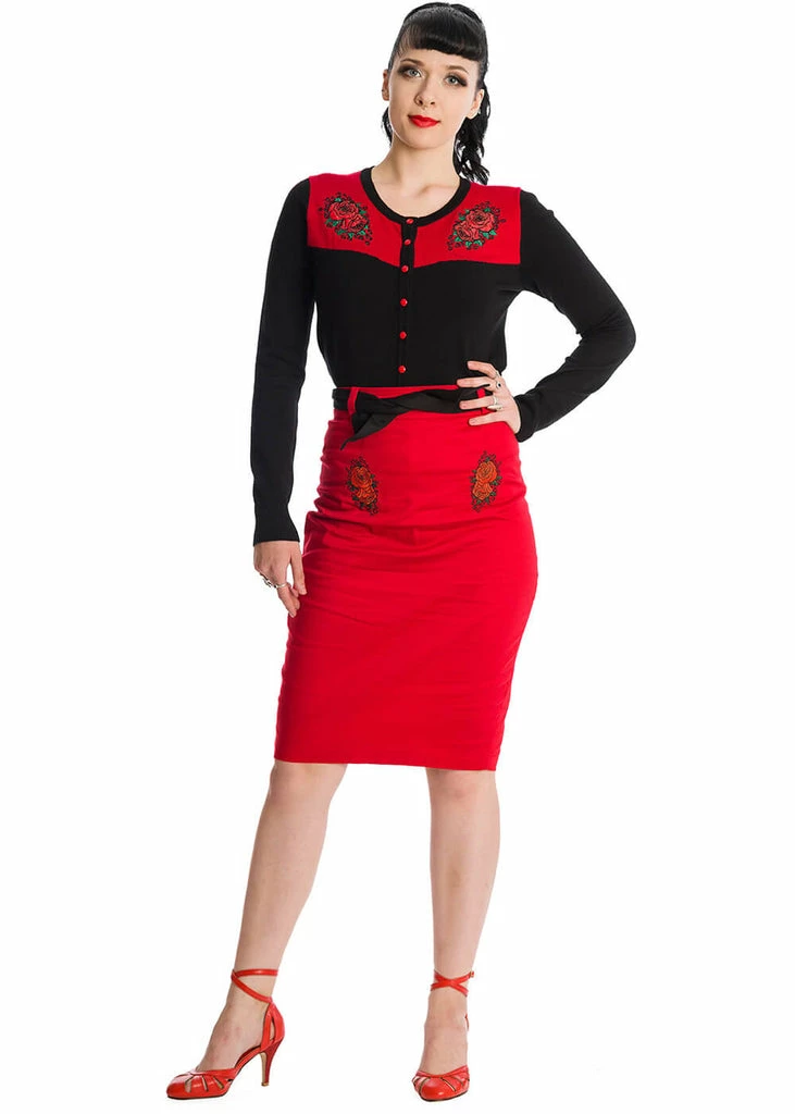 Banned Blooming Rose 50's Cardigan Black 5 Banned Blooming Rose 50's Cardigan Black - Image 5