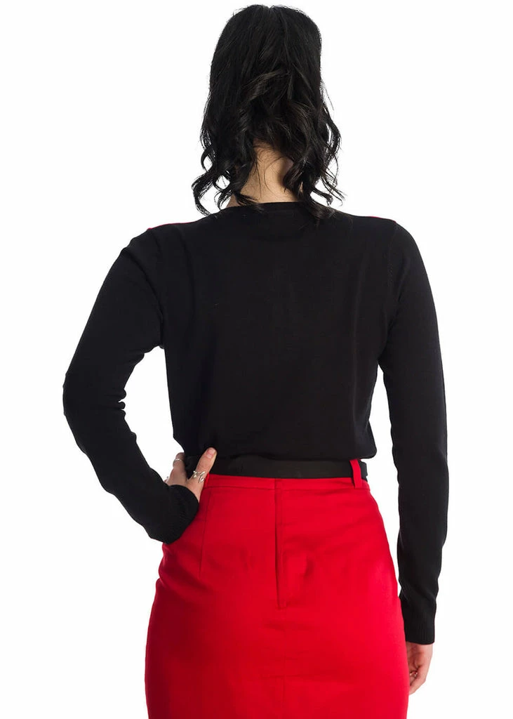Banned Blooming Rose 50's Cardigan Black 2 Banned Blooming Rose 50's Cardigan Black - Image 2