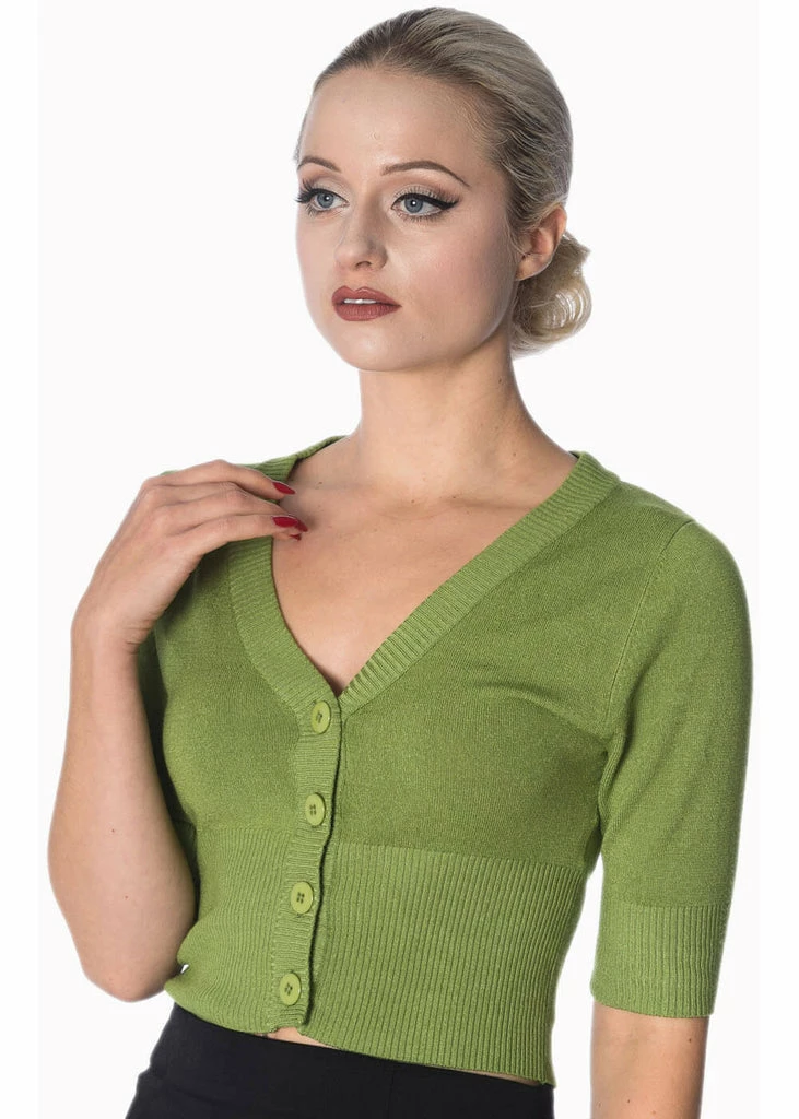 Banned Overload 50's Cardigan Apple Green 2 Banned Overload 50's Cardigan Apple Green - Image 2