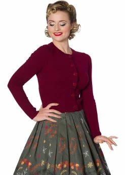 Banned Dolly 50's Cardigan In Burgundy