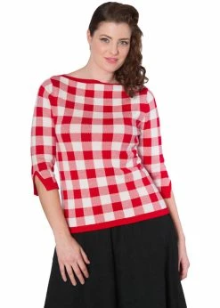 Banned Check Me 40's Jumper Top Red 6 Banned Check Me 40's Jumper Top Red -Banned Retro Shop banned JP57036 check me top red 2 1024x1024