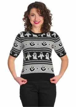 Banned Ghost Delight 50's Jumper White -Banned Retro Shop banned JP57100 ghost delight jumper white 1 1024x1024