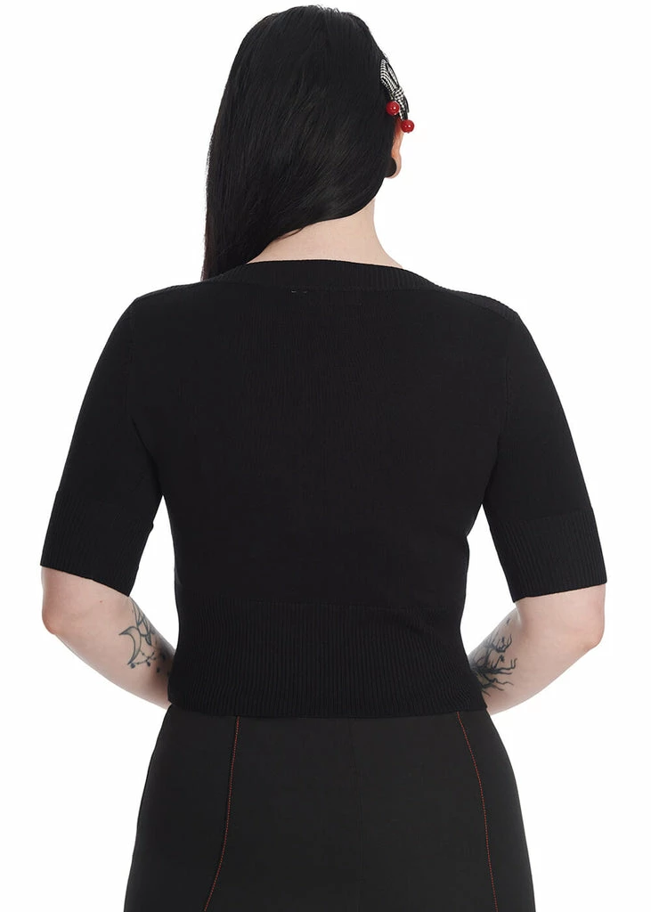 Banned Dark Cherry Vibes Skull 50's Jumper Black 2 Banned Dark Cherry Vibes Skull 50's Jumper Black - Image 2