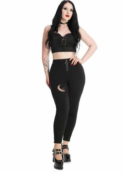 Banned Galathea Moon 80's Leggings Black -Banned Retro Shop banned LG67021 galathea leggings blk 0 1024x1024