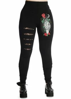 Banned Ishtar Skeleton Rose Leggings Black