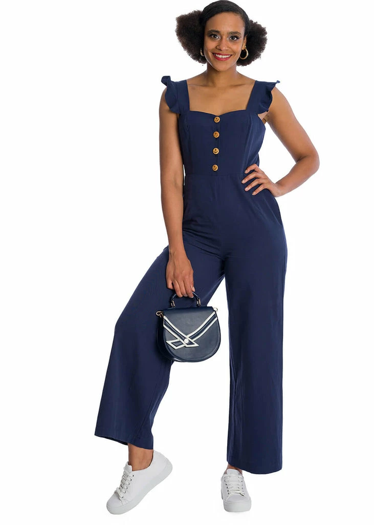 Banned Cute Culotte 60's Jumpsuit Navyblue 4 Banned Cute Culotte 60's Jumpsuit Navyblue - Image 4