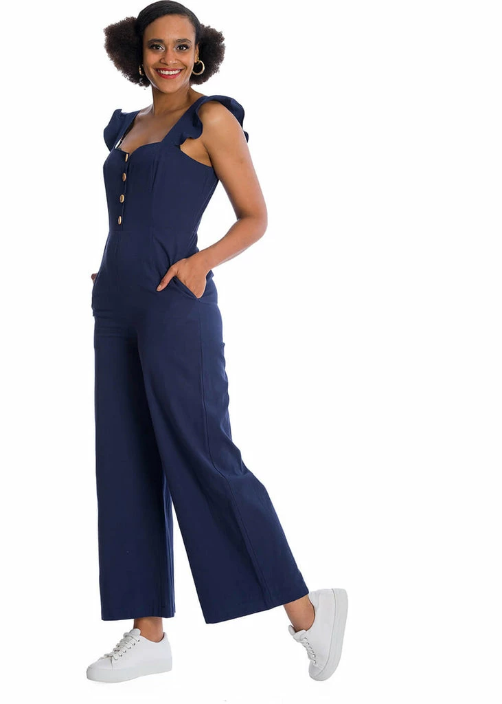 Banned Cute Culotte 60's Jumpsuit Navyblue 2 Banned Cute Culotte 60's Jumpsuit Navyblue - Image 2