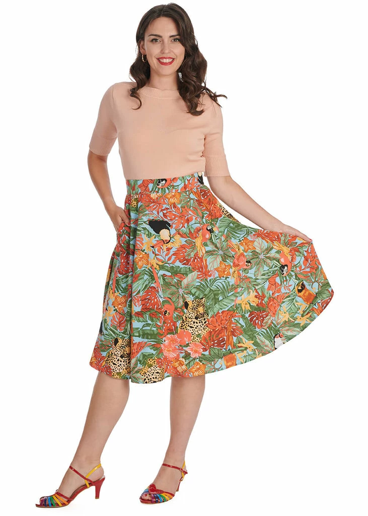 Banned Wild Parrot 50's Swing Skirt Blue 2 Banned Wild Parrot 50's Swing Skirt Blue - Image 2