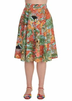 Banned Wild Parrot 50's Swing Skirt Blue