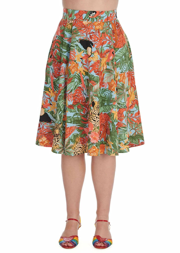 Banned Wild Parrot 50's Swing Skirt Blue 1 Banned Wild Parrot 50's Swing Skirt Blue