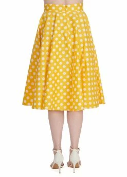 Banned Lemon Spot Polkadot 50's Swing Swing Yellow -Banned Retro Shop banned SK25429 lemon spot polka swing skirt yel 4 1024x1024