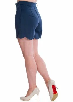 Banned Ahoy Scallop 50's Shorts Navy Blue -Banned Retro Shop banned ST81051 ahoy scallop shorts navy 2 1024x1024