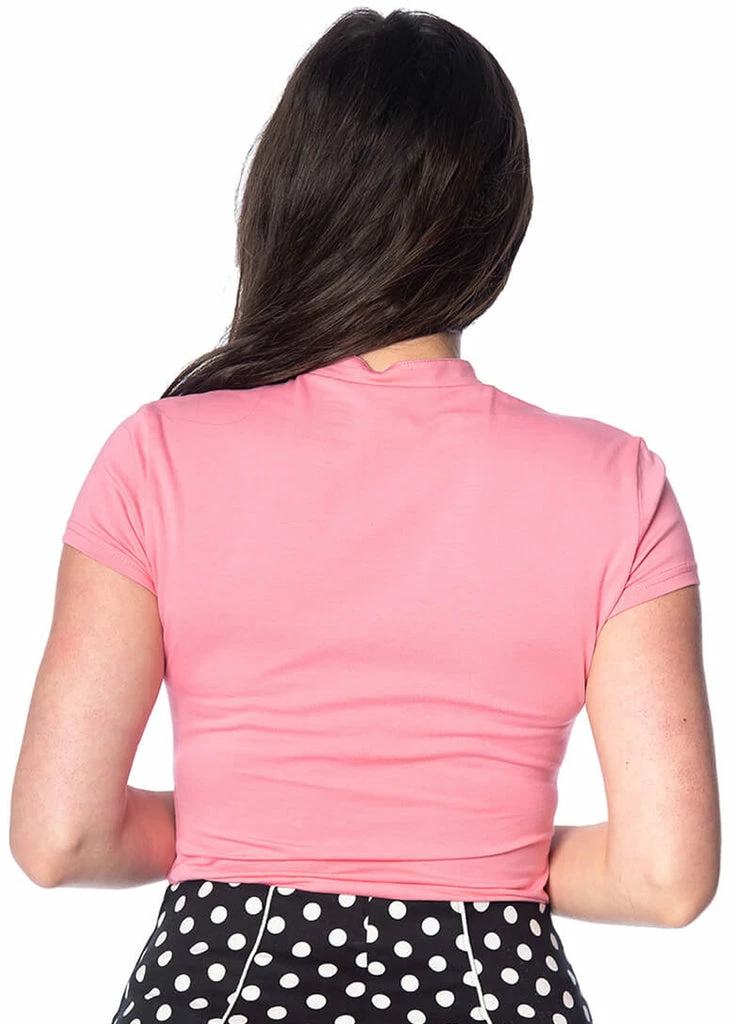 Banned Mandarin Collar 40's Top Pink 2 Banned Mandarin Collar 40's Top Pink - Image 2