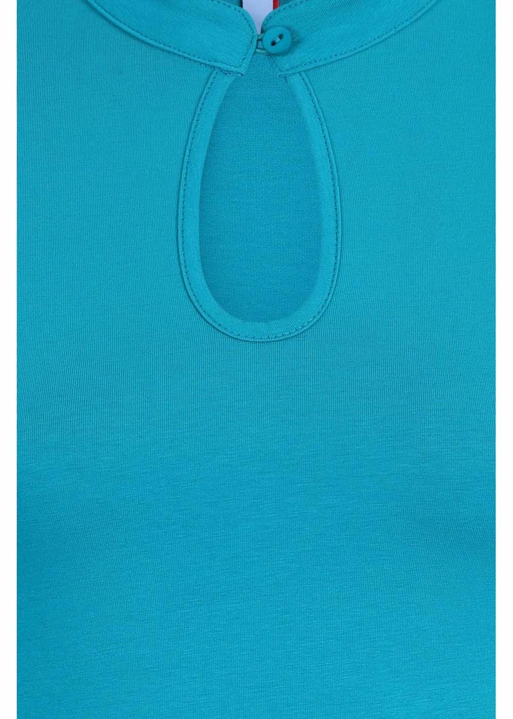 Banned Mandarin Collar 50's Top Turquoise 2 Banned Mandarin Collar 50's Top Turquoise - Image 2