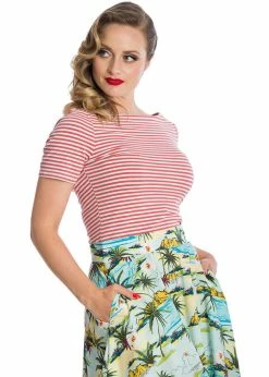 Banned Sizzle Stripe 50's Top Pink -Banned Retro Shop banned TP10452 sizzle stripe top pink 1 1024x1024