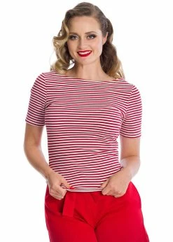 Banned Sizzle Stripe 50's Top Red