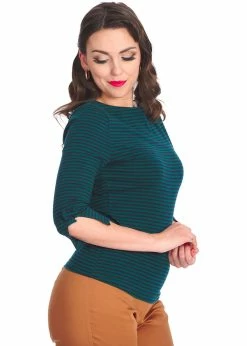 Banned Merry Stripe 40's Top Green Navy -Banned Retro Shop banned TP10476 merry stripe top green navy 1 ab623f27 6179 44c0 94d2 6fcd9df65835 1024x1024