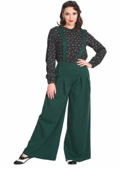 Banned Diamond 40's Palazzo Trousers Green -Banned Retro Shop banned TR31138 diamond trousers green 2 1024x1024