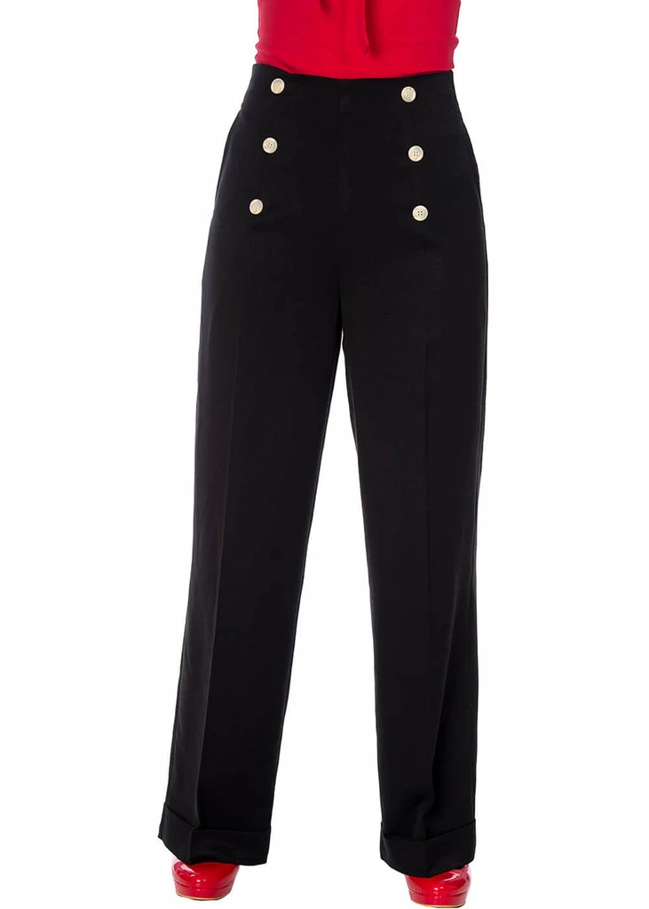 Banned Adventures Ahead 40's Trousers Black 1 Banned Adventures Ahead 40's Trousers Black