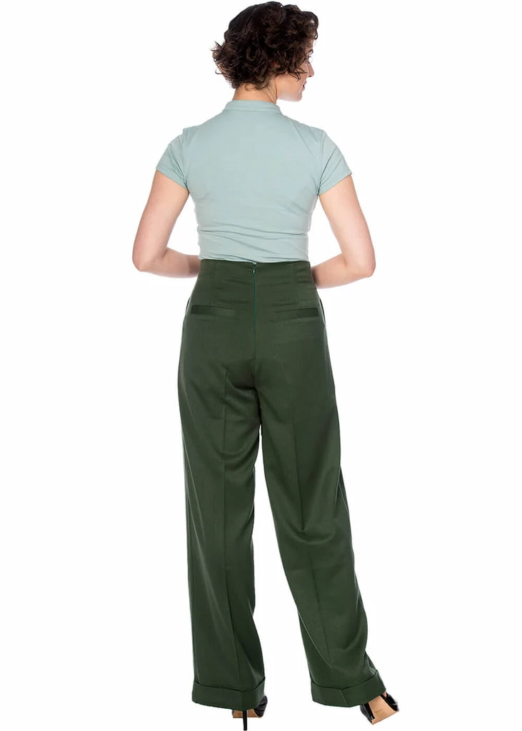 Banned Adventures Ahead 40's Trousers Dark Green 6 Banned Adventures Ahead 40's Trousers Dark Green - Image 6