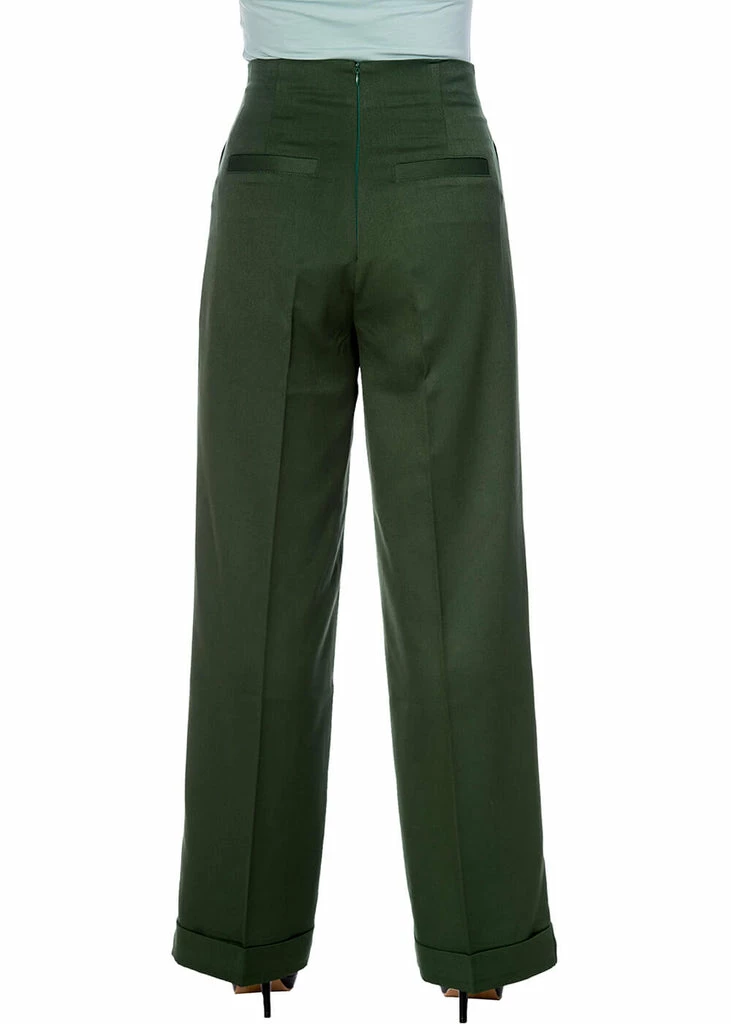 Banned Adventures Ahead 40's Trousers Dark Green 2 Banned Adventures Ahead 40's Trousers Dark Green - Image 2