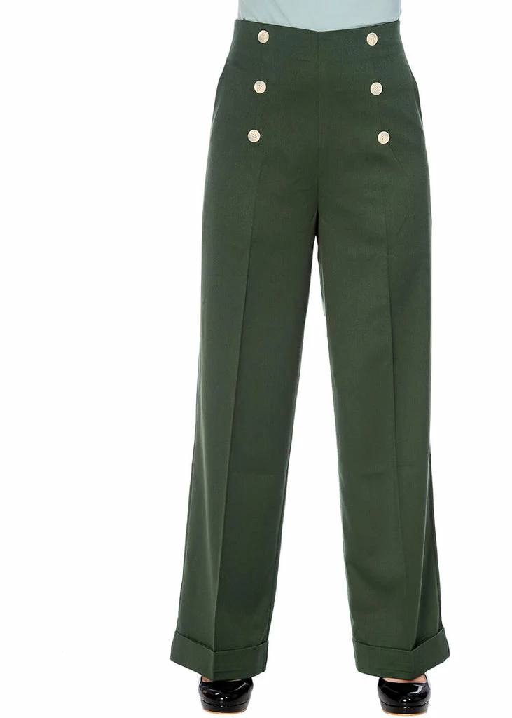 Banned Adventures Ahead 40's Trousers Dark Green 1 Banned Adventures Ahead 40's Trousers Dark Green