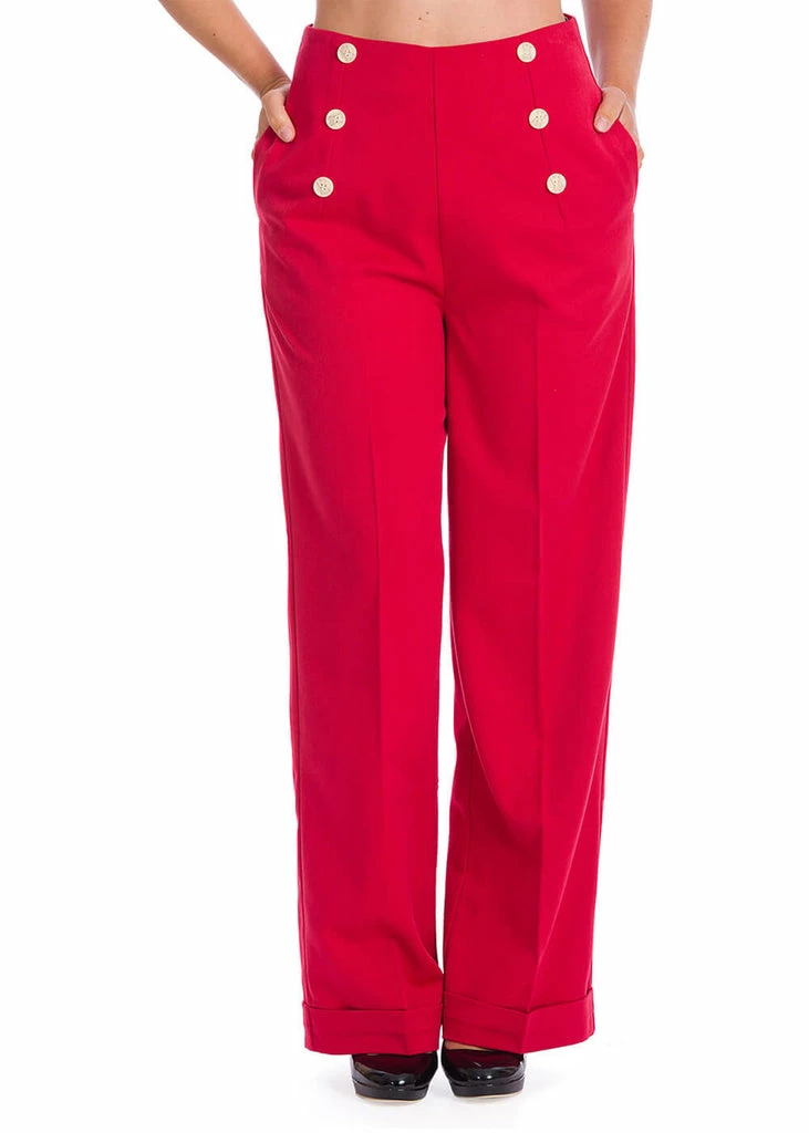 Banned Adventures Ahead 40's Trousers Red 1 Banned Adventures Ahead 40's Trousers Red