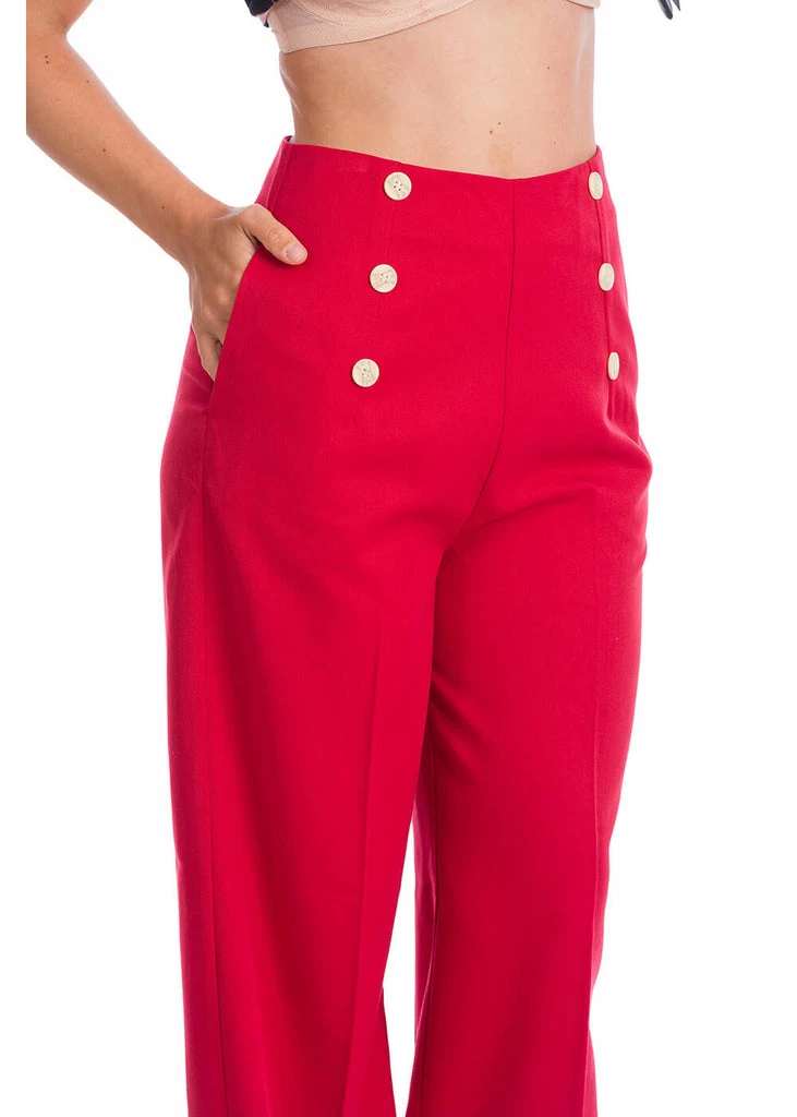 Banned Adventures Ahead 40's Trousers Red 2 Banned Adventures Ahead 40's Trousers Red - Image 2