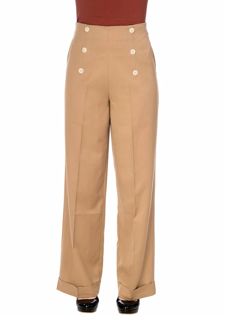 Banned Adventures Ahead 40's Trousers Tan Brown 1 Banned Adventures Ahead 40's Trousers Tan Brown