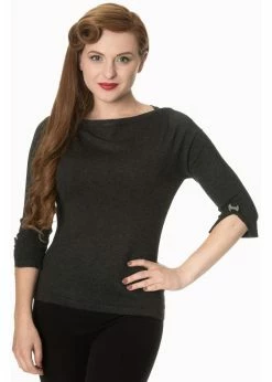 Banned Addicted 50's Sweater Charcoal Grey