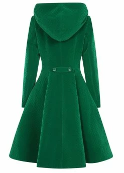 Collectif Heather Quilted Velvet 40's Swing Coat Green -Banned Retro Shop collectif JT AW220603A heather velvet coat grn 3 a8830c59 5380 412d 8e9d f260282a5757 1024x1024
