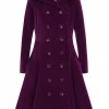 Collectif Heather Quilted Velvet 40's Swing Coat Purple