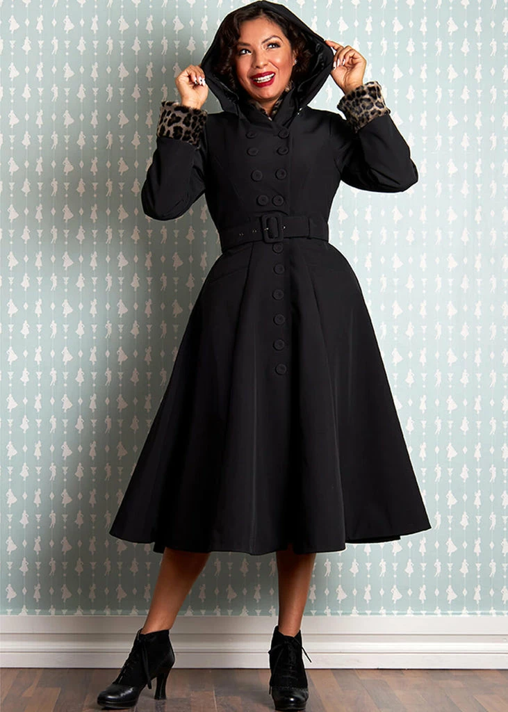 Miss Candyfloss Lorna Lou Trenchcoat Coat Black Leopard 6 Miss Candyfloss Lorna Lou Trenchcoat Coat Black Leopard - Image 6