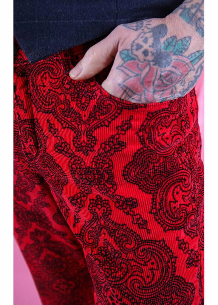 Run & Fly Mens Hendrix Corduroy 70's Flared Trousers Red 5 Run & Fly Mens Hendrix Corduroy 70's Flared Trousers Red - Image 5