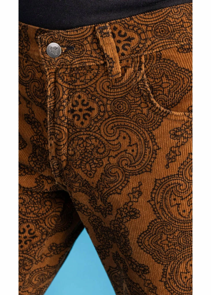 Run & Fly Mens Hendrix Corduroy 70's Flared Trousers Tobacco Brown 3 Run & Fly Mens Hendrix Corduroy 70's Flared Trousers Tobacco Brown - Image 3