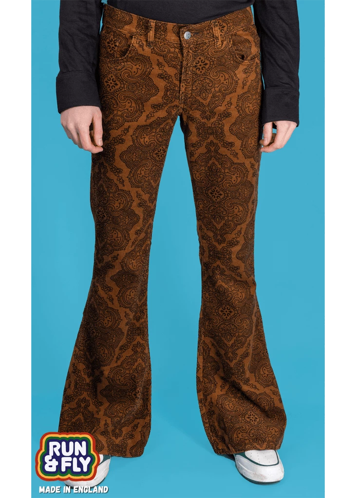 Run & Fly Mens Hendrix Corduroy 70's Flared Trousers Tobacco Brown 6 Run & Fly Mens Hendrix Corduroy 70's Flared Trousers Tobacco Brown - Image 6