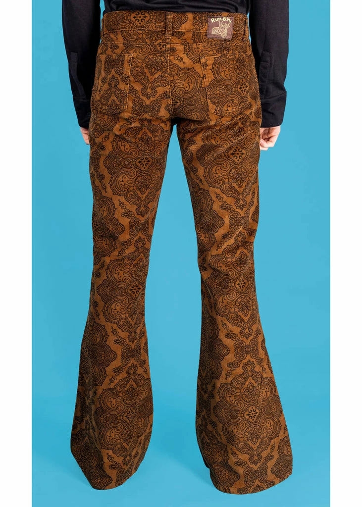 Run & Fly Mens Hendrix Corduroy 70's Flared Trousers Tobacco Brown 4 Run & Fly Mens Hendrix Corduroy 70's Flared Trousers Tobacco Brown - Image 4