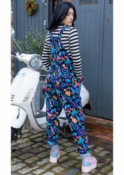 Run & Fly Mushroom Mayhem 60's Dungarees Black -Banned Retro Shop run and fly JM2174 mushroom mayhem dungarees blk 6 1024x1024