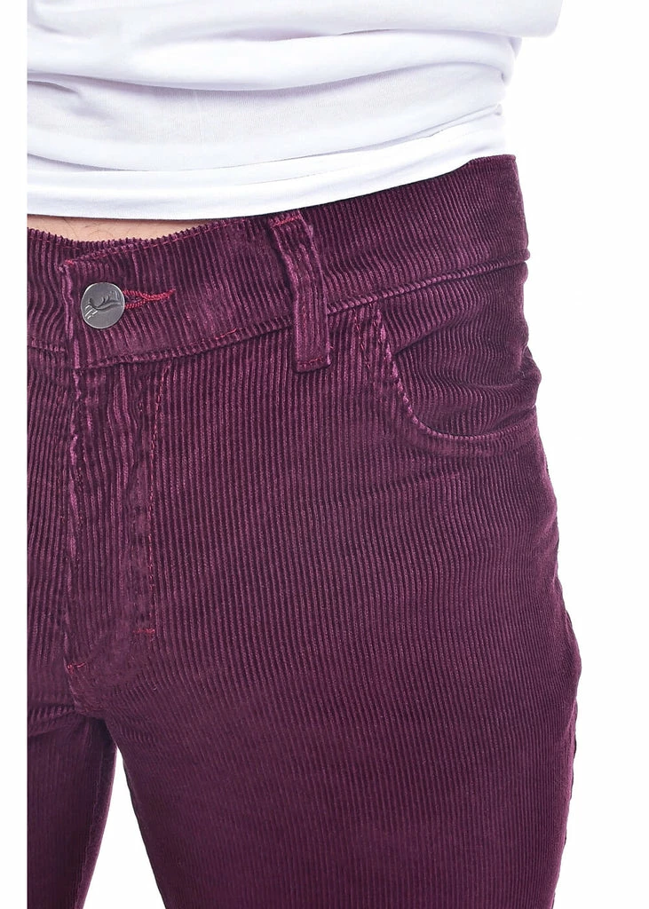 Run & Fly Mens Corduroy 70's Flare Trousers Burgundy - Image 2