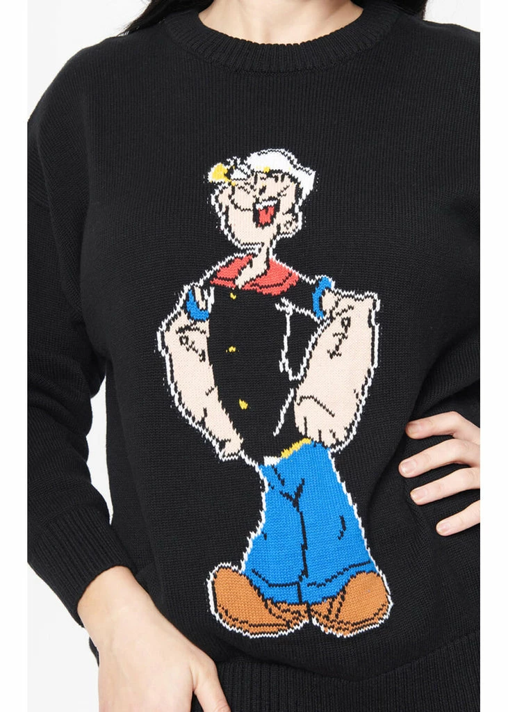 Unique Vintage X Popeye The Sailor Man Sweater Black 2 Unique Vintage X Popeye The Sailor Man Sweater Black - Image 2