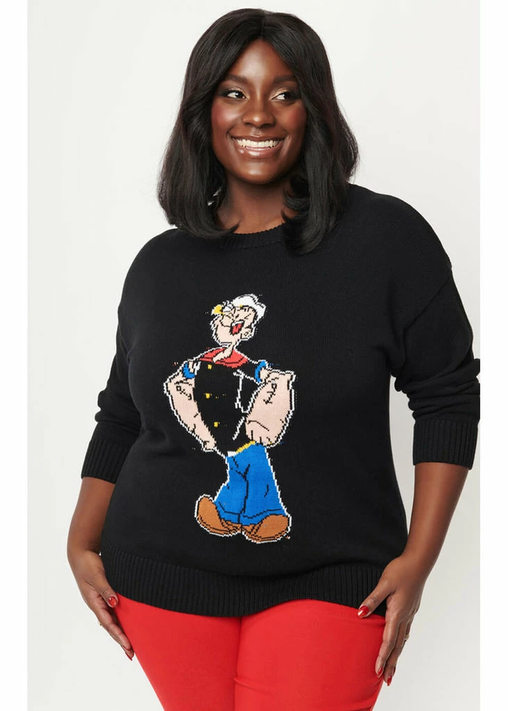 Unique Vintage X Popeye The Sailor Man Sweater Black 4 Unique Vintage X Popeye The Sailor Man Sweater Black - Image 4