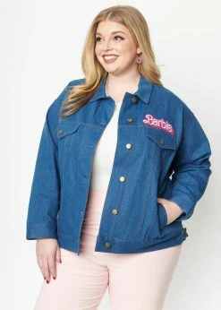 Unique Vintage X Barbie Logo Kerstie Jean Jacket Blue