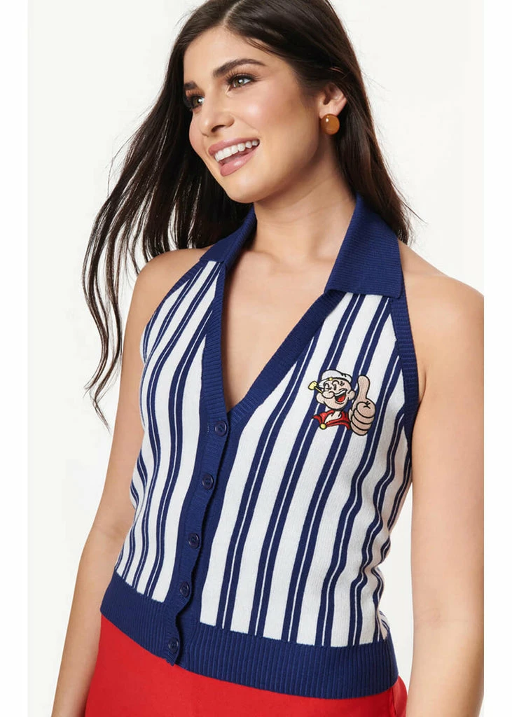 Unique Vintage X Popeye Sweethaven 60's Sweater Blue 1 Unique Vintage X Popeye Sweethaven 60's Sweater Blue