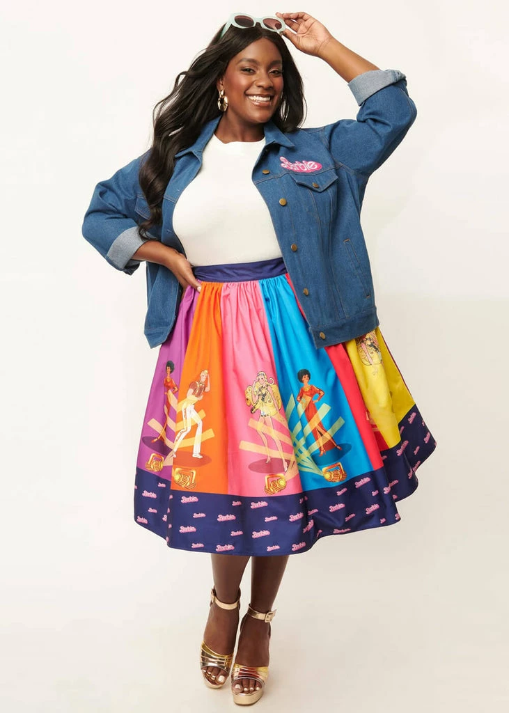 Unique Vintage X Barbie Disco Gellar 50's Swing Skirt Multi 4 Unique Vintage X Barbie Disco Gellar 50's Swing Skirt Multi - Image 4