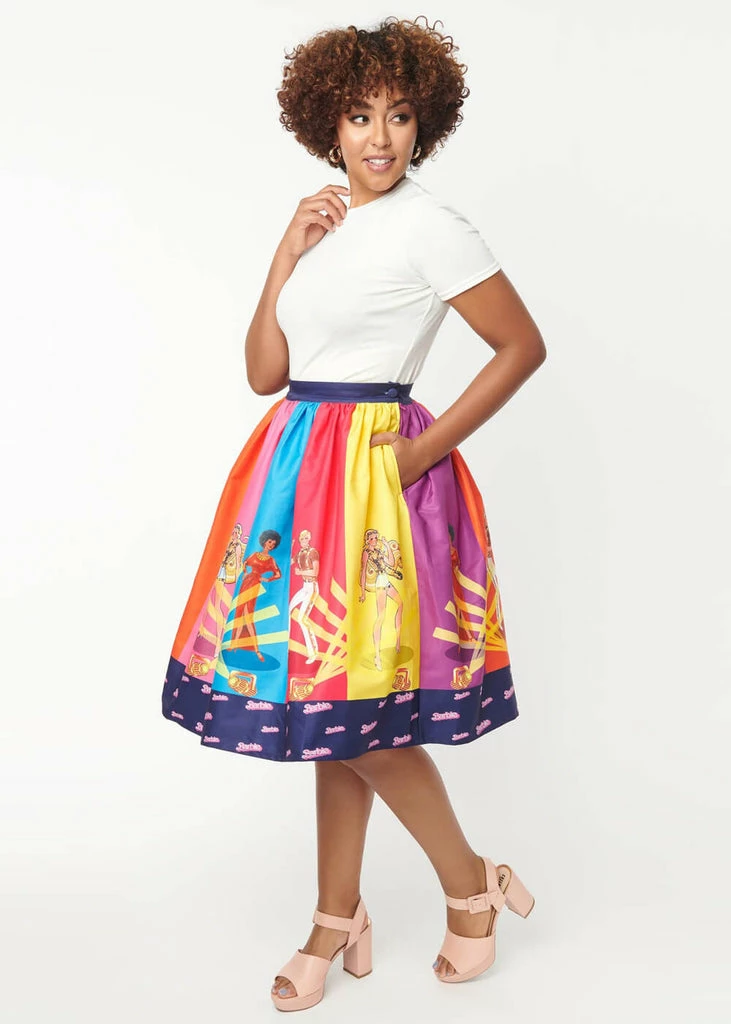 Unique Vintage X Barbie Disco Gellar 50's Swing Skirt Multi 3 Unique Vintage X Barbie Disco Gellar 50's Swing Skirt Multi - Image 3