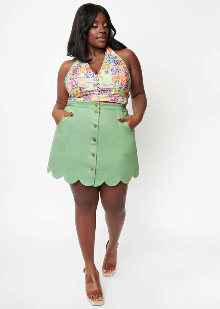 Unique Vintage Smak Parlour Campus 60's Mini Skirt Green 4 Unique Vintage Smak Parlour Campus 60's Mini Skirt Green - Image 4